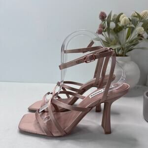 Steve Madden Brendi Strappy Satin Square Toe Heel Blush Women 7.5